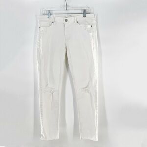 Banana Republic White Distressed Knee Skinny Ankle Stretch Jeans Size 30 (US 10)